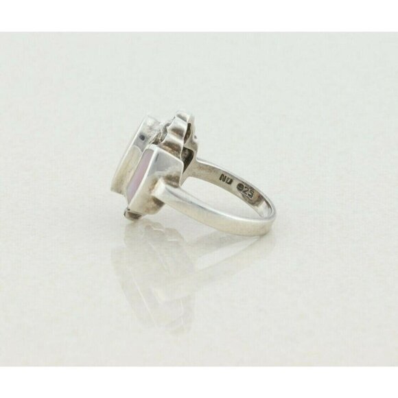 Sterling Silver Mother of Pearl and Marcasite Ring Size 6 1/4 - Picture 8 of 8